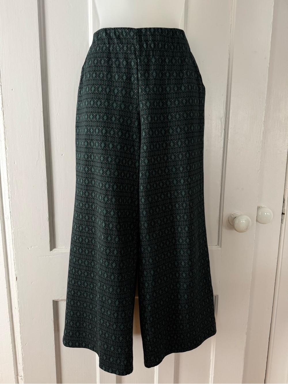 Max Studio Dark Green Wide-Leg Printed Palazzo Pants
